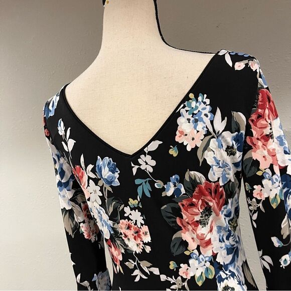 WHBM long sleeve floral dress