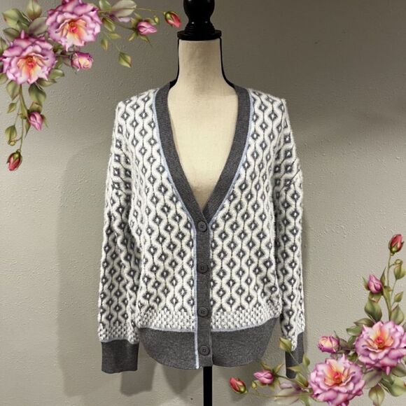 Cupcakes and cashmere button down geometric print cardigan