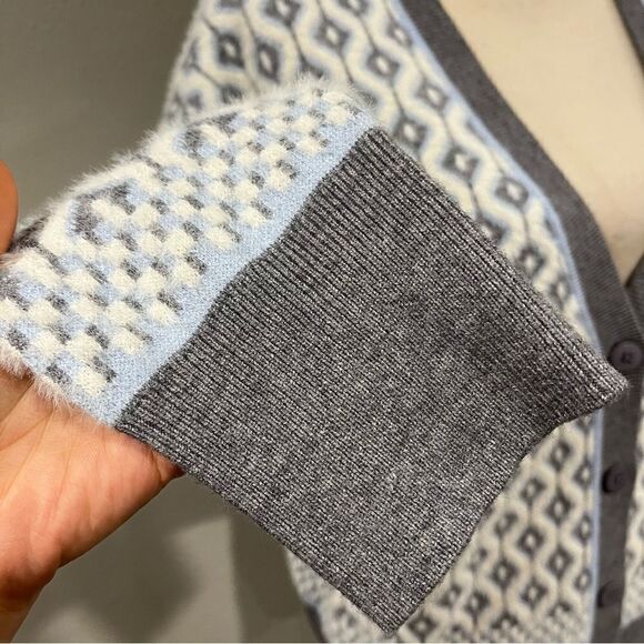 Cupcakes and cashmere button down geometric print cardigan