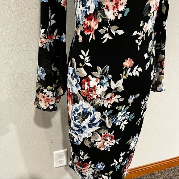WHBM long sleeve floral dress