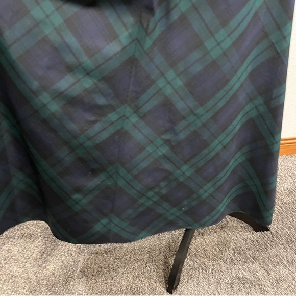 Talbots BLACK WATCH PLAID holiday strapless maxi silk dress size 8