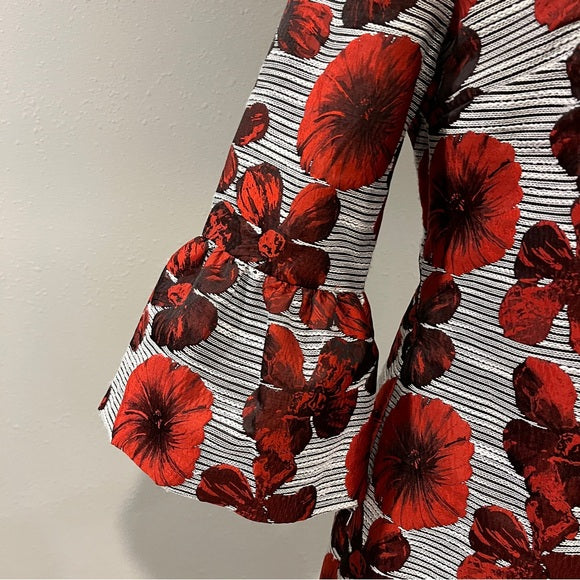 Karl Lagerfeld Red and Black Floral mini Dress with chain details