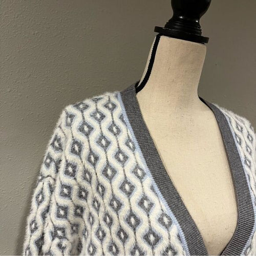 Cupcakes and cashmere button down geometric print cardigan