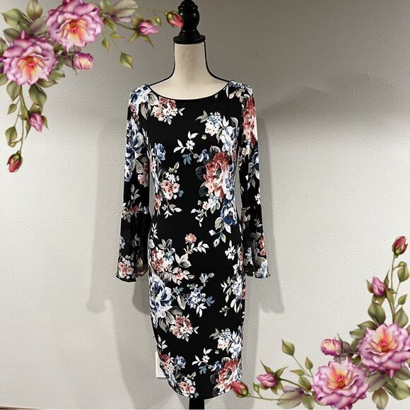 WHBM long sleeve floral dress